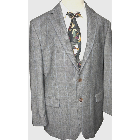 Lauren Ralph Lauren Men Size Black/White Glen Check Wool Two Button Blazer 44R - Picture 15 of 15